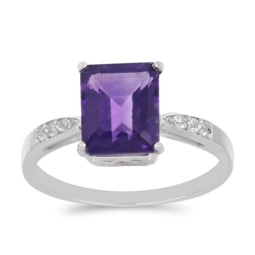 BUY STERLING SILVER AFRICAN AMETHYST GEMSTONE CLASSIC RING